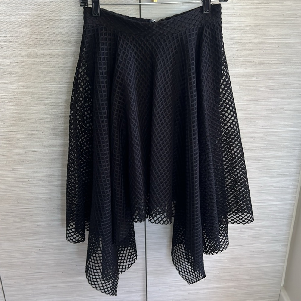 Patrizia Luca Black Eyelet Mesh Netted Midi Asymm… - image 2